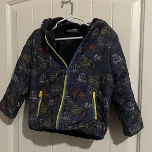 Kids Construction Print Puffer Jacket